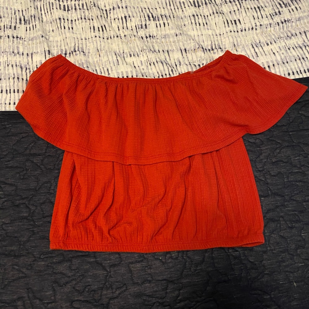 Off the Shoulder Red Crop Top